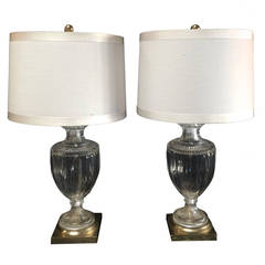 Pair of Crystal or Brass Urn Table Lamps 7