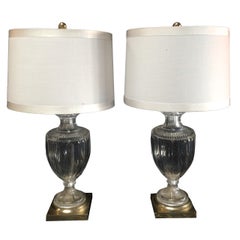 Pair of Crystal or Brass Urn Table Lamps