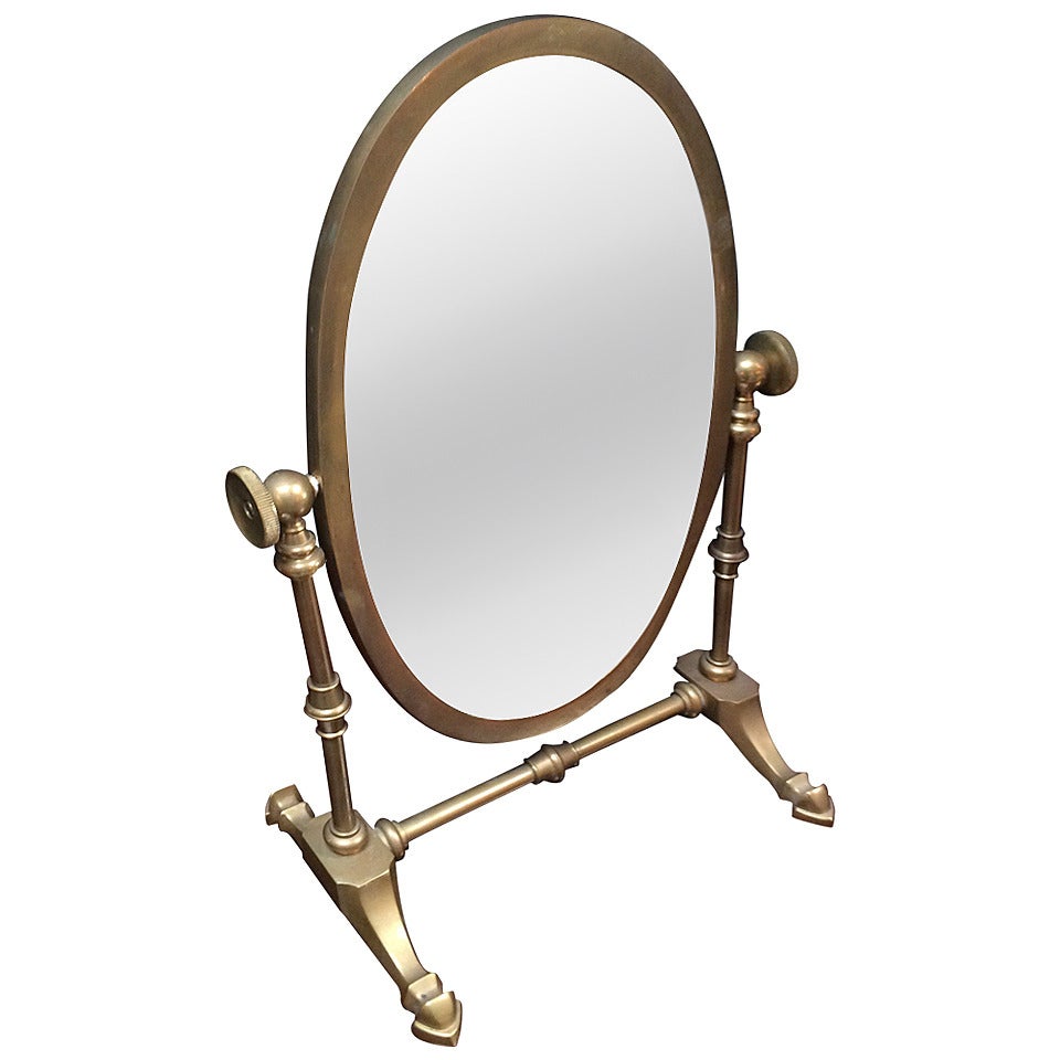Vintage Brass Shaving / Vanity Mirror