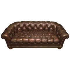 Beautifully worn leather Chesterfield Sofa