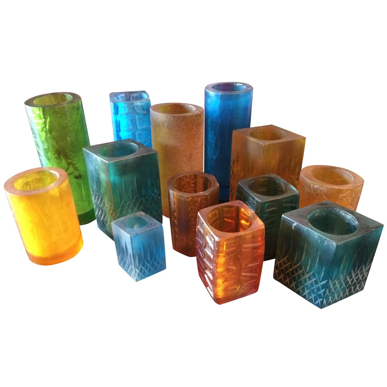 Sascha Brastoff Signed Resin Candleholders