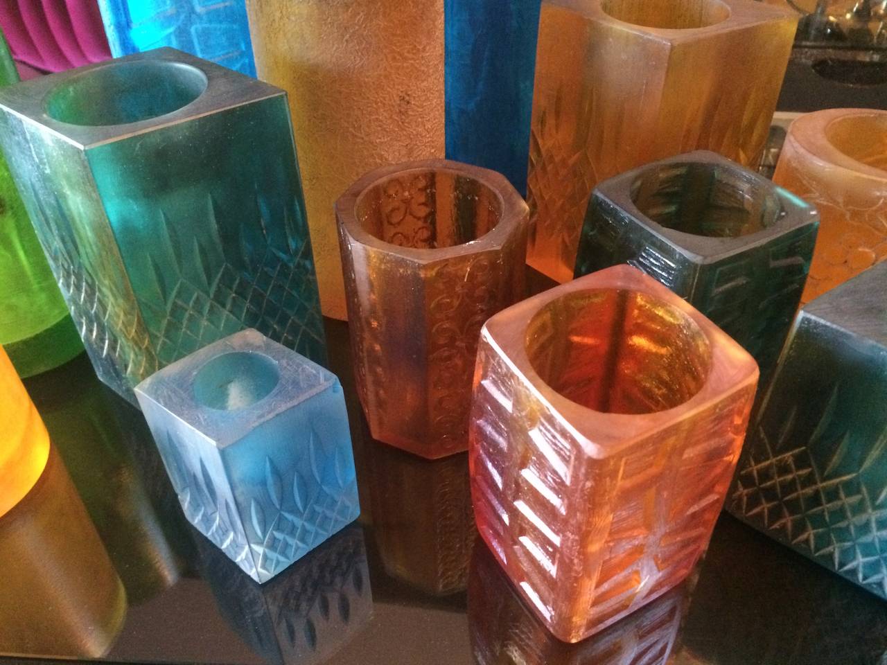 Sascha Brastoff Signed Resin Candleholders In Good Condition In Los Angeles, CA