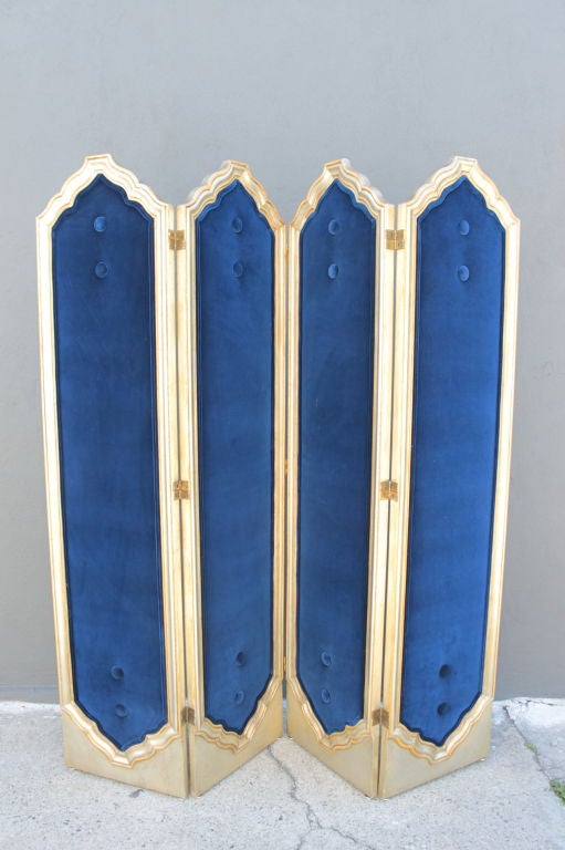 Mid-Century Four Panel Regency Gilded Screen