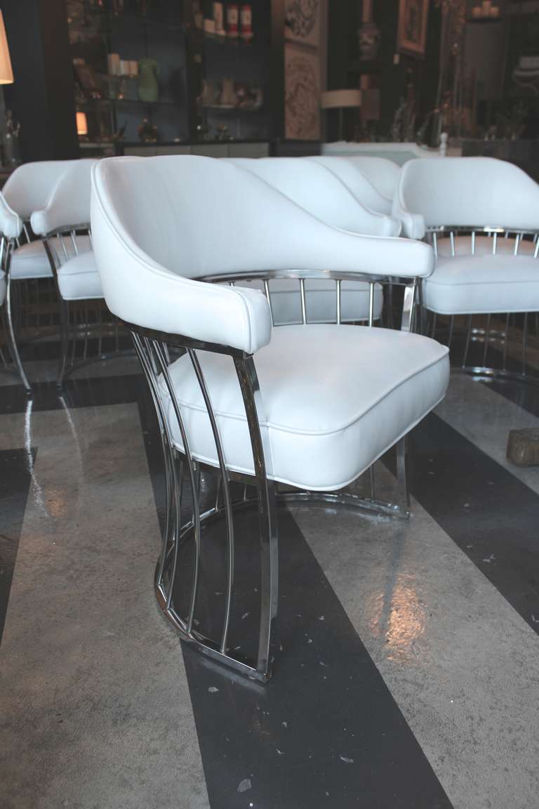 American 10 Modern Chrome/White Chairs