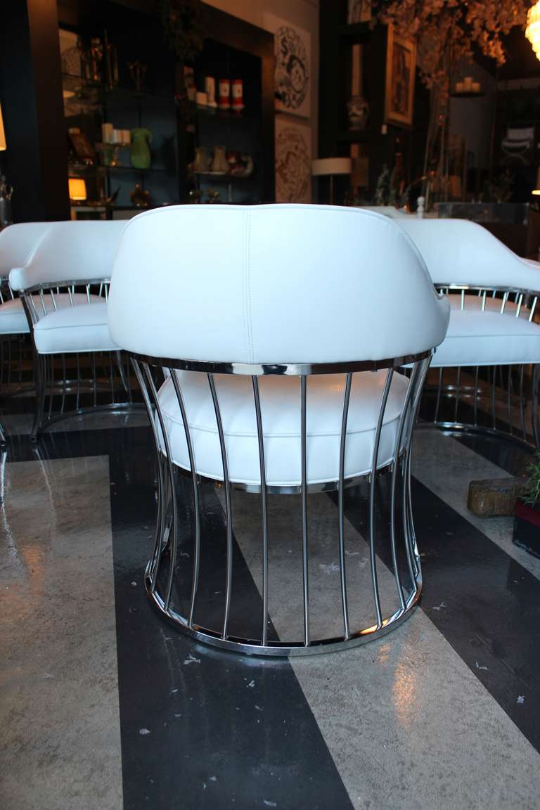 Late 20th Century 10 Modern Chrome/White Chairs