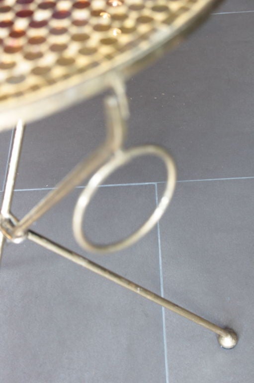 Italian folding table - inset iridescent tiles, gilt metal