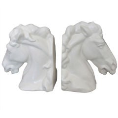 Pair ceramic horse head book ends