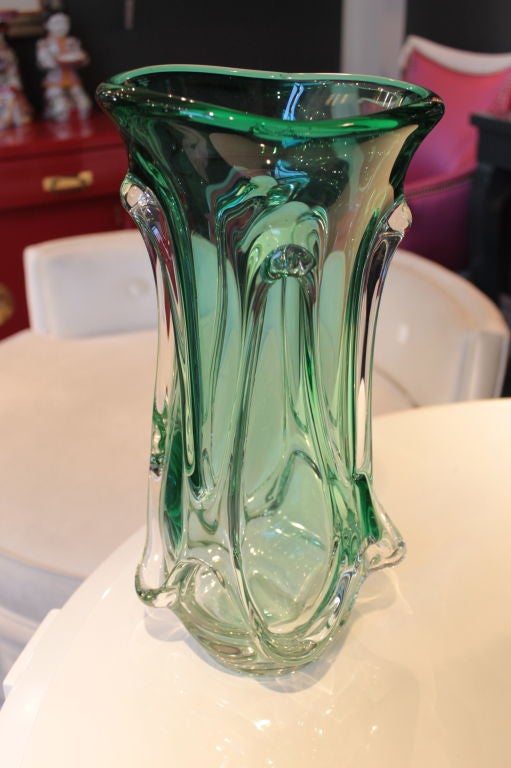 Handblown Murano vase with green.