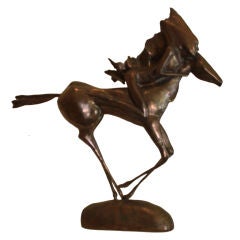 Bronze Sculpture of a woman riding a horse