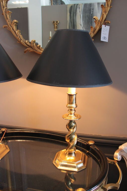Pair of Stiffel Brass lamps with swirl shaft