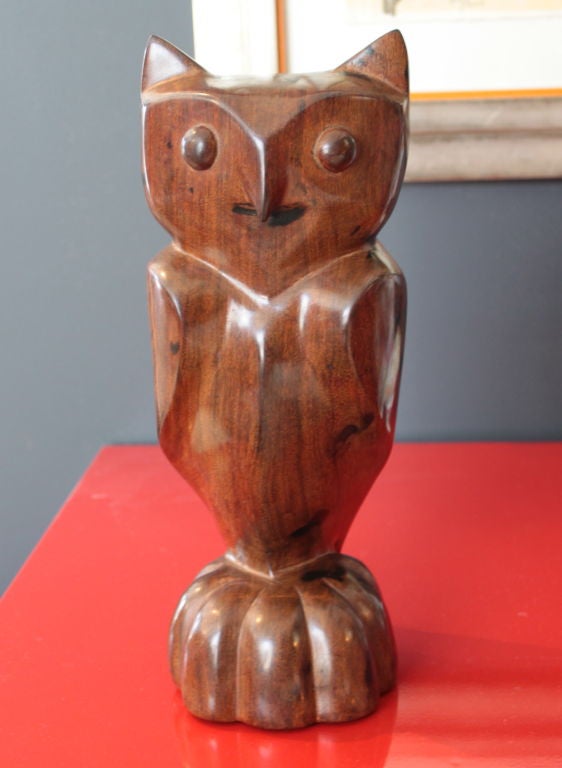 Mahogany owl sculpture