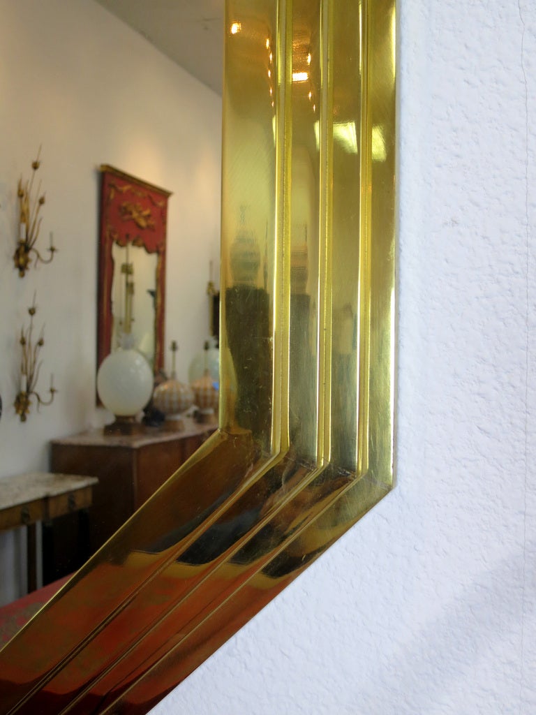 Mid-Century Modern Mid-century Italian Octagonal Brass Mirror