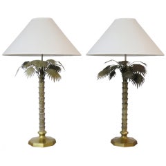 Pair of Vintage Bronze Palm Tree Lamps