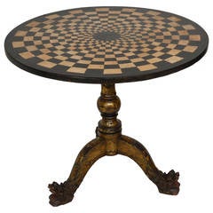 Excellent English Slate and Marble Mosaic Table with Chinoiserie Tripod Base