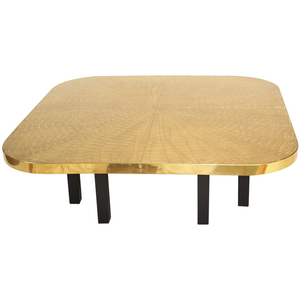 Table basse en bronze gravé signée Georges Mathias