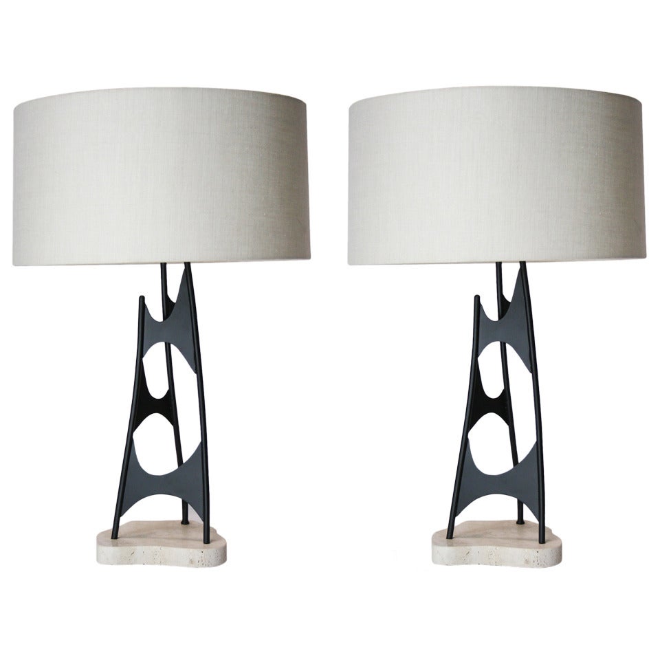 Pair of Custom Sculptural Table Lamps in the Style of Mauricio Tempestini
