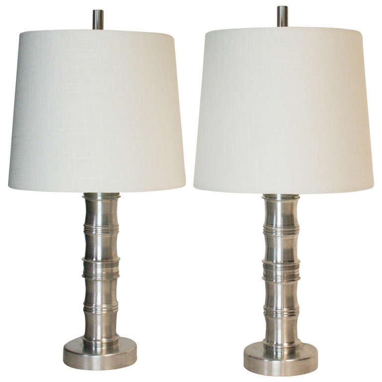 Pair Of Exceptional Machine Age Aluminum Lamps For At 1stdibs Pair Of Exceptional Machine Age Aluminum Lamps For