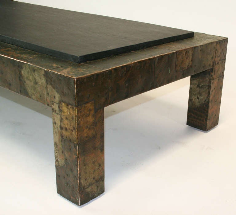 Large Paul Evans Patchwork and Slate Coffee Table In Good Condition In Palm Springs, CA