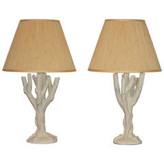 Pair of Plaster Tree Lamps in the Style of John Dickinson