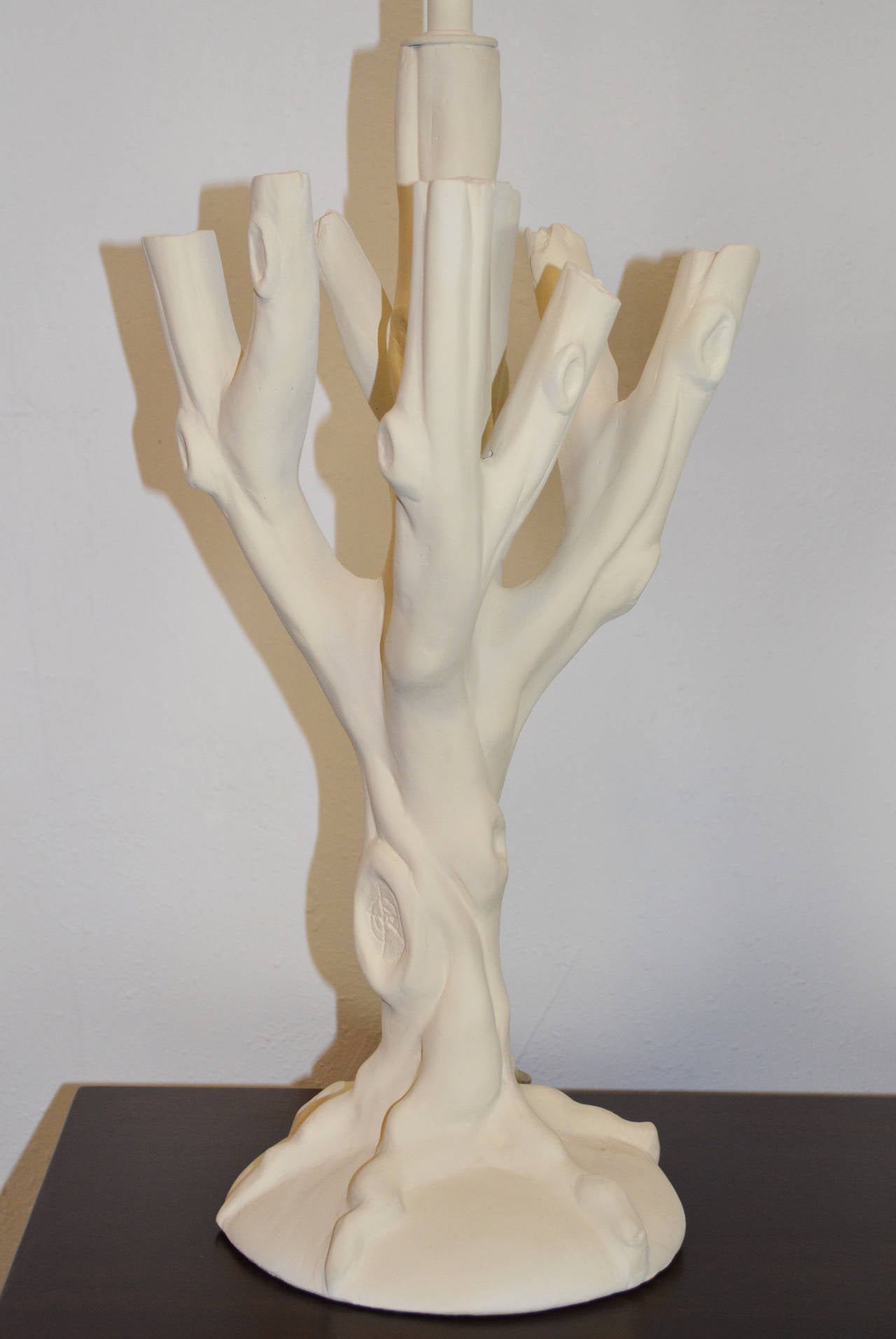 American Pair of Plaster Tree Lamps in the Style of John Dickinson