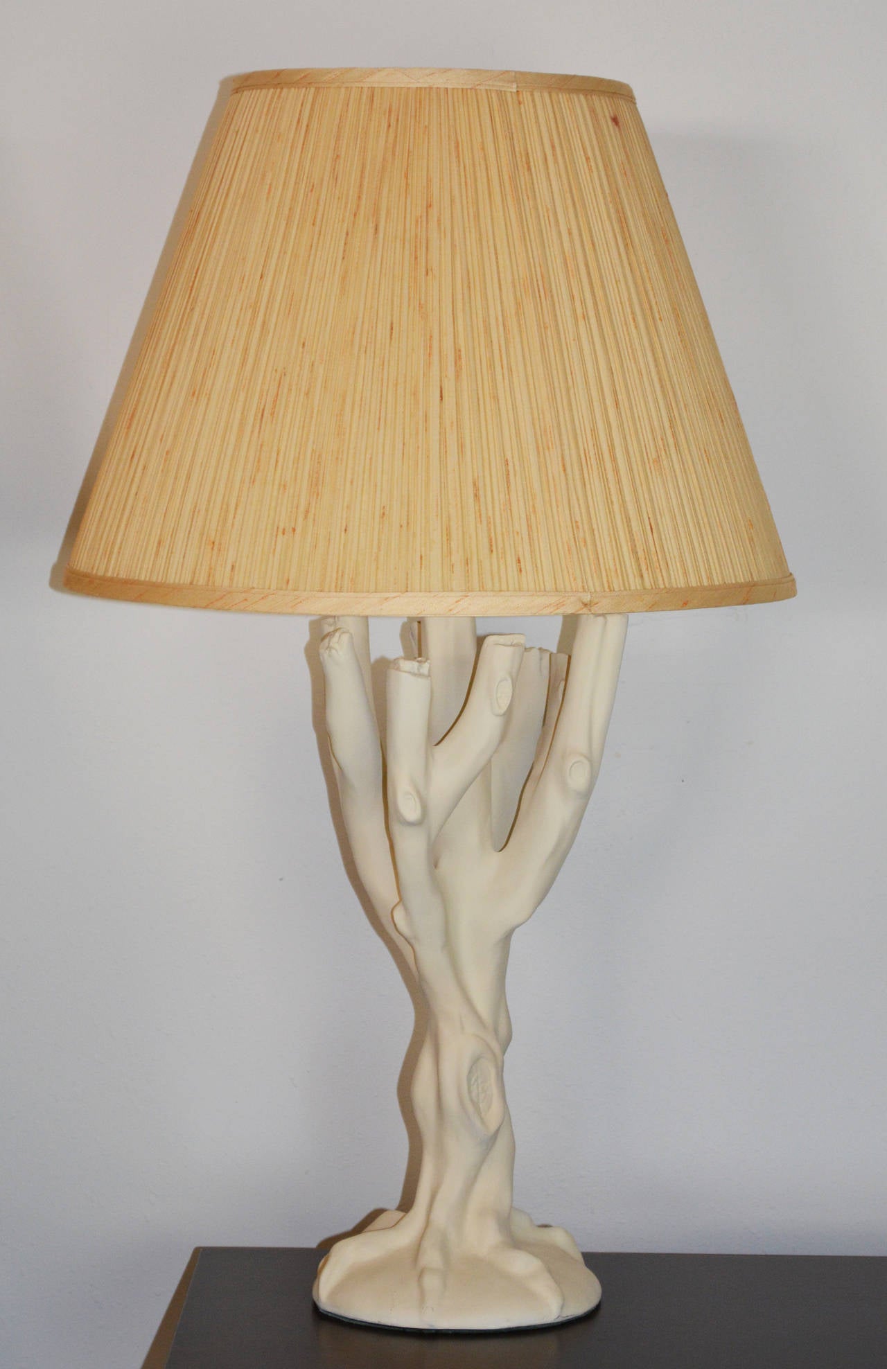 Pair of Plaster Tree Lamps in the Style of John Dickinson In Excellent Condition In Palm Springs, CA