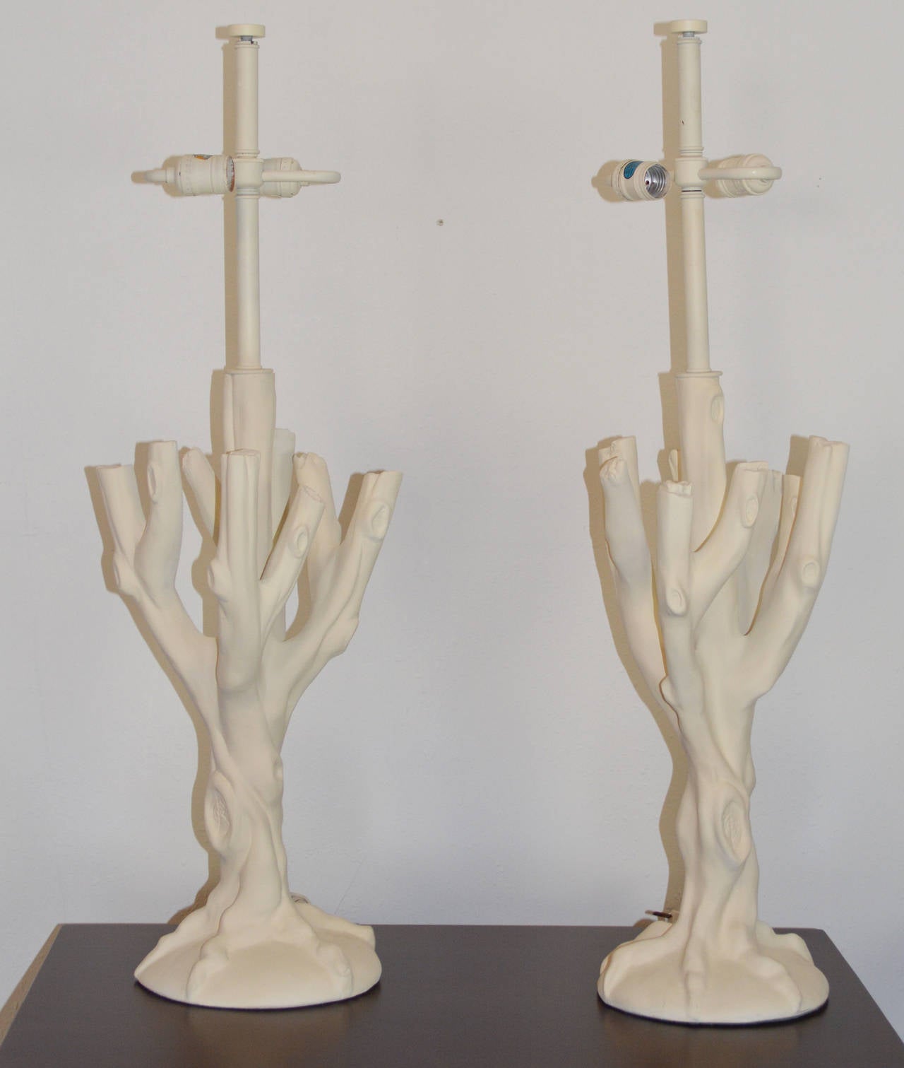 20th Century Pair of Plaster Tree Lamps in the Style of John Dickinson