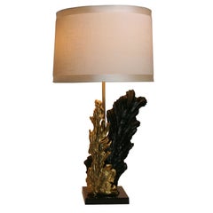 Lampe française dorée et en résine