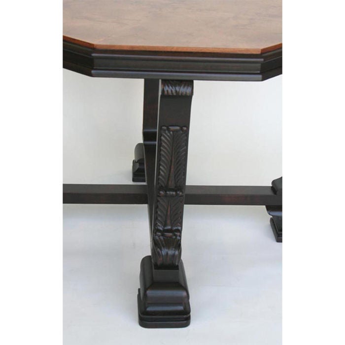 Swedish Grace Period Table with Ebonized Carved Base In Good Condition For Sale In Palm Springs, CA