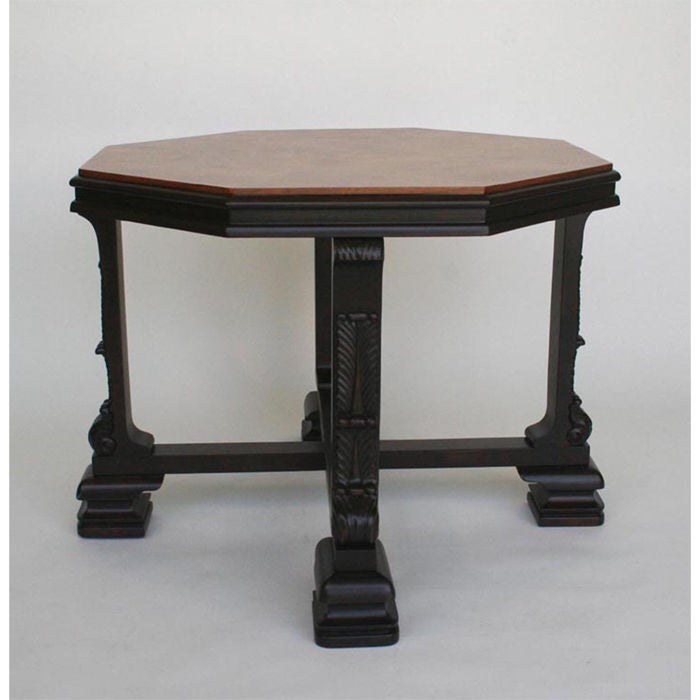 20th Century Swedish Grace Period Table with Ebonized Carved Base For Sale
