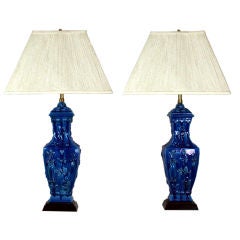 Pair of Turquoise Glazed Lamps 4
