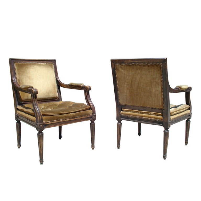 Pair of Louis XVI Style Fauteuil For Sale