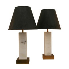 Pair of White Marble Hansen Lamps