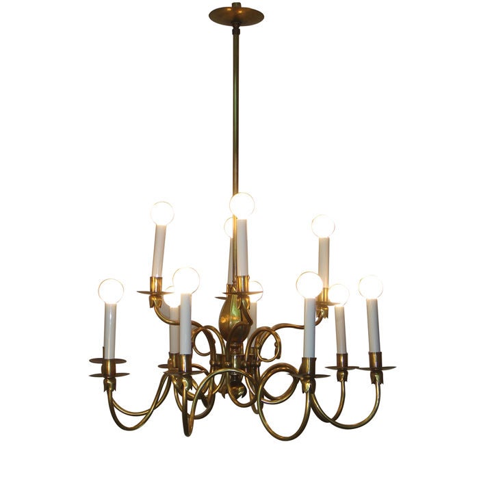Mid-Century Modern Bronze Modernist Chandelier