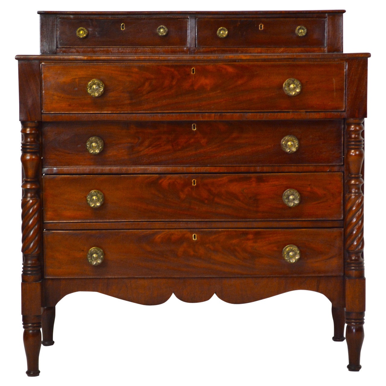 Classical Mahogany Chest with Columns For Sale