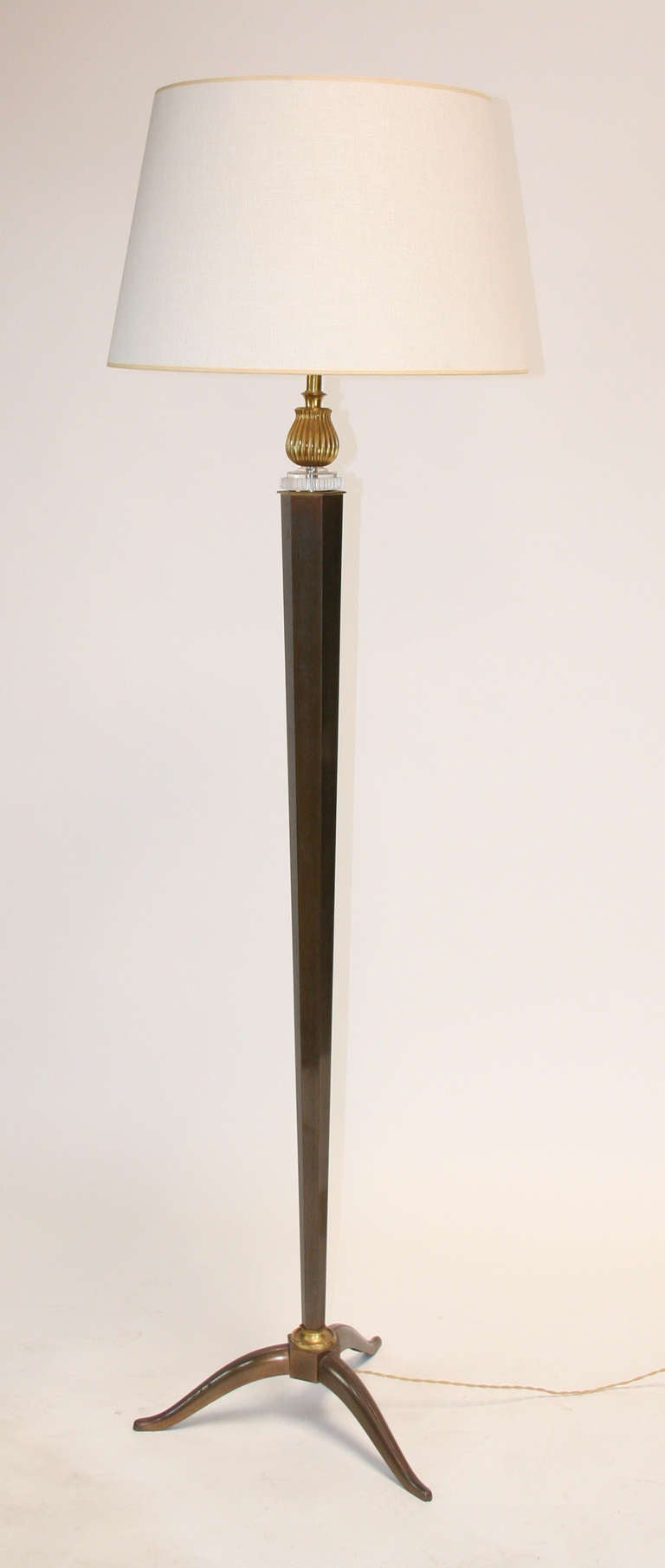 Mid-20th Century Leleu French Bronze and Gilt Metal Floor Lamp 