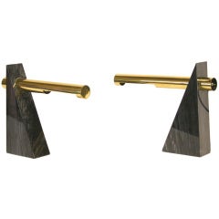 Pair of Sonneman Marble and Brass Desk Lamps