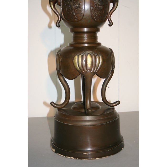 Japanese bronze candlesticks