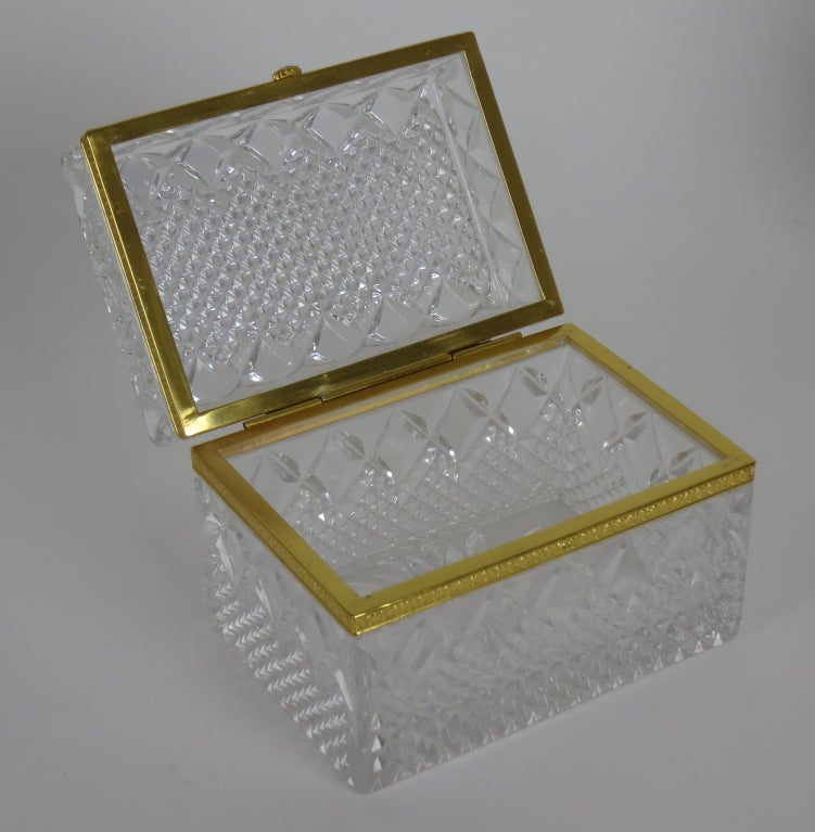Antique French Cut Crystal Box with Gilt Bronze Mounts In Good Condition In Palm Springs, CA