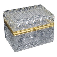 Antique French Cut Crystal Box with Gilt Bronze Mounts
