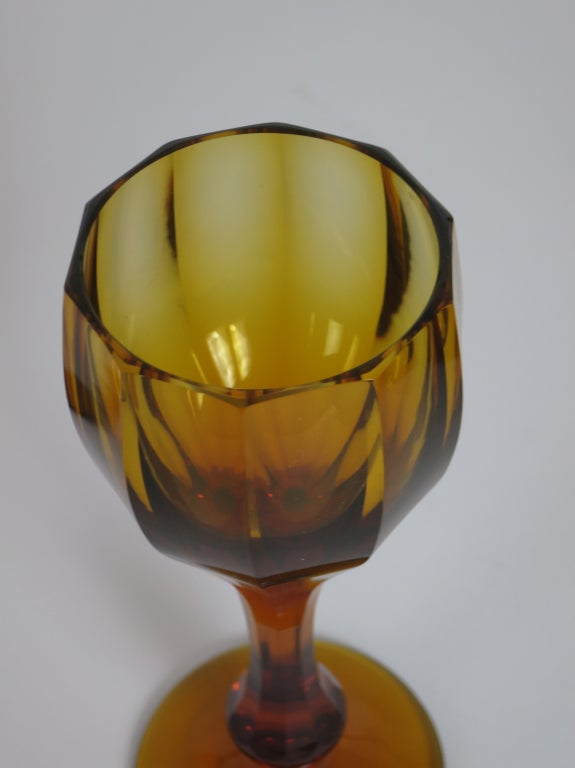 Czech Set of Four Moser Glass Goblets For Sale