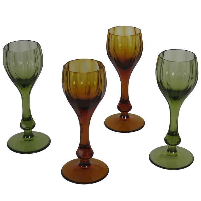 Set of Four Moser Glass Goblets