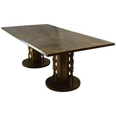Rare Philip and Kelvin Laverne Bronze Double Pedestal Dining Table