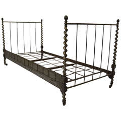 Antique 19th Century Cast Iron Campaign Bed