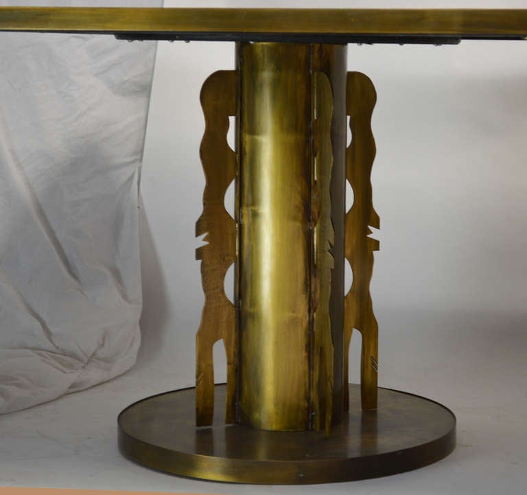 Rare Philip and Kelvin Laverne Bronze Double Pedestal Dining Table In Excellent Condition In Palm Springs, CA