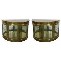 Pair of Mastercraft Bronze Demilune Vitrines 5