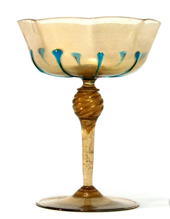 Murano Glass Set of Galliano Ferro Venetian Stemware For Sale