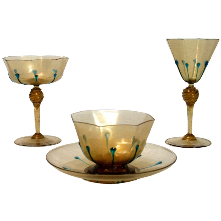 Set of Galliano Ferro Venetian Stemware For Sale