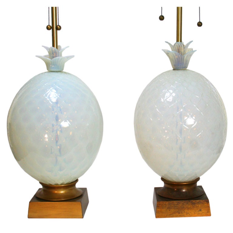 Pair of Monumental Seguso Pineapple Lamps