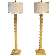 Retro Pair of Faux Palm Tree Floor Lamps
