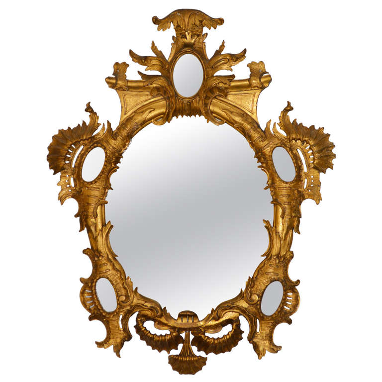 18th C. Rocaille Giltwood Mirror